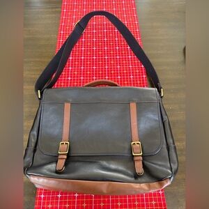 Fossil Black and Brown Men's Messenger Bag
